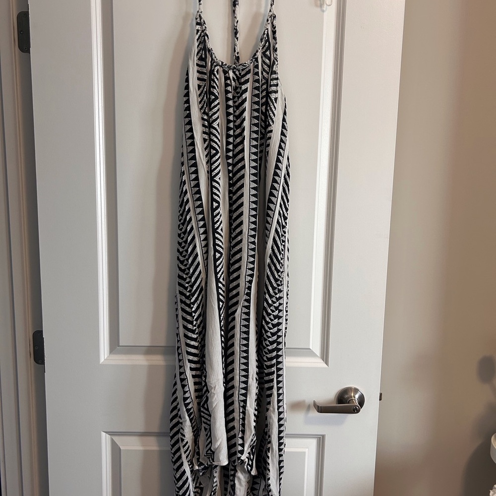 Black and White Striped Maxi beach cover up